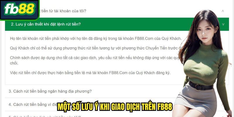 Một số lưu ý khi giao dịch trên FB88